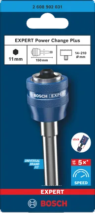 Bosch Expert Power Change Plus 11 mm kuuskantvõti ja 150 mm võlli pikendus.